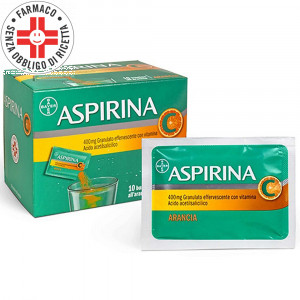 ASPIRINA C 400 mg | 10 Bustine Effervescenti con Vitamina C gusto Arancia 