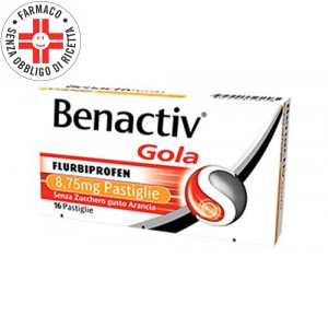 BENACTIV  Gola 8,75 mg | 16 Pastiglie Gusto Arancia 