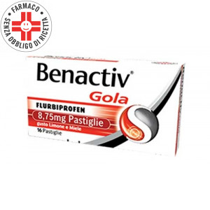 BENACTIV Gola 8,75 mg | 16 Pastiglie Gusto Limone e Miele 
