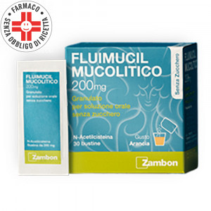 FLUIMUCIL Mucolitico 30 Buste 200 mg Senza Zucchero | Granulato per soluzione orale Arancia