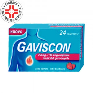 GAVISCON 250 mg + 133,5 mg | 24 Compresse Masticabili Fragola 