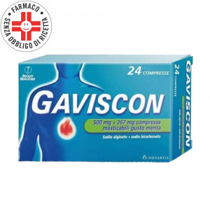 GAVISCON 500 mg + 267 mg | 24 Compresse Masticabili Menta 