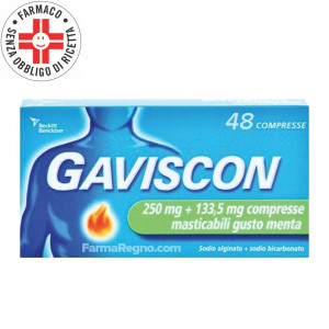 GAVISCON 250 mg + 133,5 mg | 48 Compresse Masticabili Menta 
