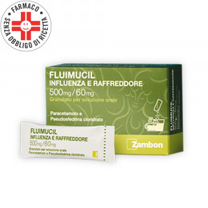 FLUIMUCIL Influenza e Raffreddore 8 Bustine | Granulato per soluzione orale Pompelmo e Frutti tropicali