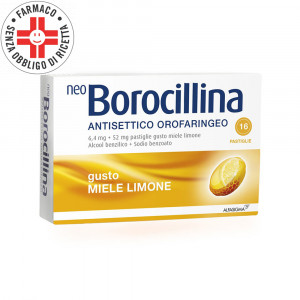 NeoBorocillina Antisettico Orofaringeo Miele Limone | 16 Pastiglie orosolubili