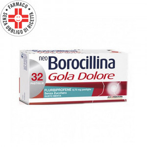 NeoBorocillina Gola Dolore Menta 32 Pastiglie |  gusto Menta senza zucchero