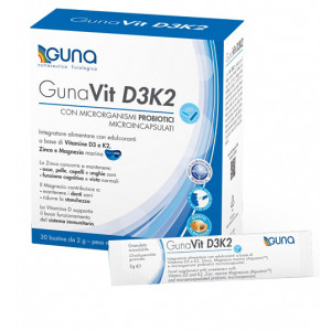 Gunavit D3K2 30stick | Integratore Vitamina D3, K2 magnesio e zinco | GUNA