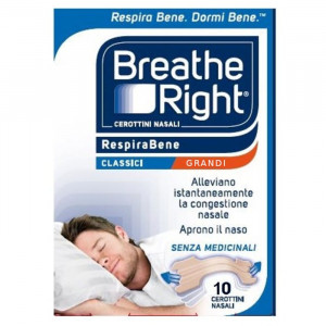 Breath Right Classici Grandi 10 pezzi | Cerotti strisce nasali respiro | EFAS