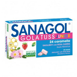 Sanagol Gola Tuss Junior 24 caramelle | caramelle emollienti per bambini gusto fragola | NAMED