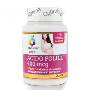 ACIDO FOLICO 120 cpr | Integratore vitamina B9 | OPTIMA NATURALS Colour of Life