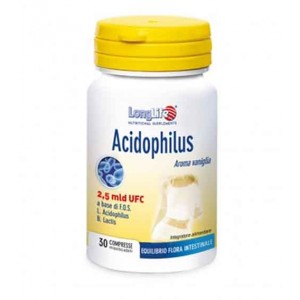 ACIDOPHILUS 30 compresse | Integratore di Probiotico con FOS  | LONGLIFE