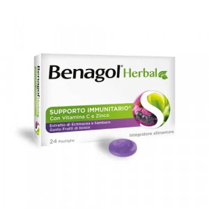 Benagol Herbal Frutti Bosco 24 pastiglie | Integratore difese immunitarie e vie respiratorie | BENAGOL