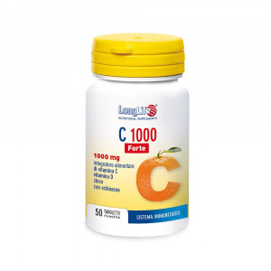 C 1000 Forte 50 tav | Integratore Vitamina C Echinacea Zinco e vitamina D | LONGLIFE 
