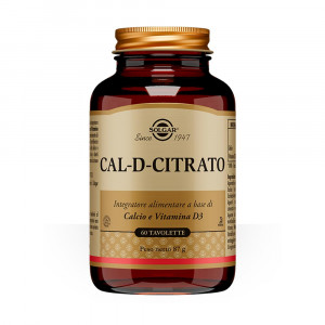 CAL-D-CITRATO 60 tavolette | Integratore di calcio e vitamina D3 | SOLGAR