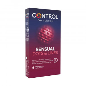 Sensual Dots&lines 6pz | Preservativi superficie stimolante | CONTROL