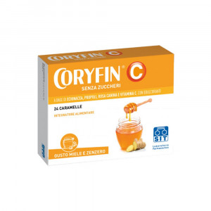 Coryfin C Miele zenzero 24 caramelle | Integratore prime vie respiratorie | CORYFIN