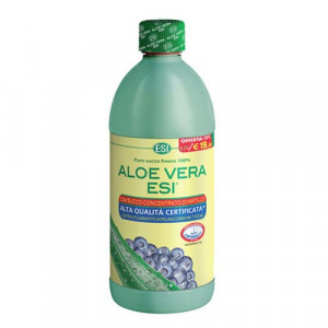 Aloe Vera Succo con Mirtillo 1 lt | Puro succo depurativo di aloe con mirtillo | ESI