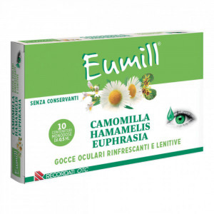 Camomilla Hamamelis Euphrasia Monodose 10  flaconcini 0,5 ml | Gocce oculari Rinfrescanti e Lenitive | EUMILL 