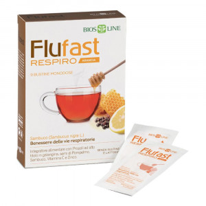 FluFast Respiro Arancia 9 Bustine | Integratore sintomi raffreddore | BIOS LINE