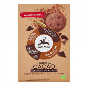 Frollini al cacao con gocce di cioccolato 250 g | Biscotti semintegrali Biologici | ALCE NERO