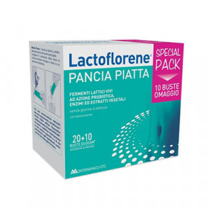 Lactoflorene Pancia Piatta Special pack 30 bustine | Integratore fermenti lattici gonfiore | LACTOFLORENE