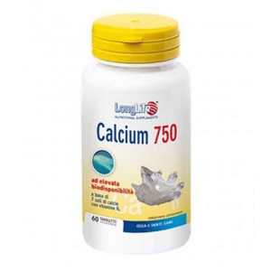 CALCIUM 750 mg 60 Tavolette | Integratore a base di 7 Sali di Calcio | LONGLIFE