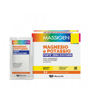 Magnesio e Potassio Forte Zero zuccheri 24 Buste | Integratore per lo sport | MASSIGEN