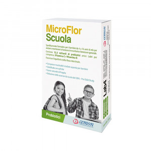 Microflor Scuola 30 cps masticabili | Integratore immunostimolante per giovani studenti | CEMON