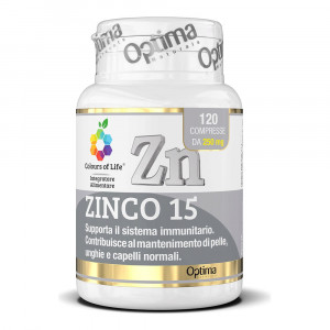 Zinco 15 120 compresse | Integratore sistema immunitario | OPTIMA NATURALS
