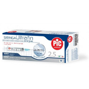Siringa Ultrafin 2,5 ml |10 siringhe sterili con ago indolore ultrafine | PIC Indolor