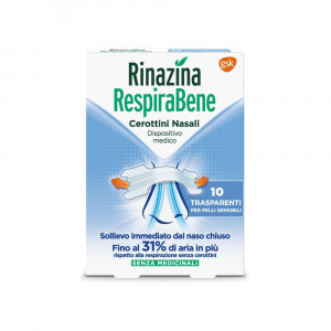 RespiraBene | 10 Cerottini nasali Trasparenti per pelli sensibili | RINAZINA 