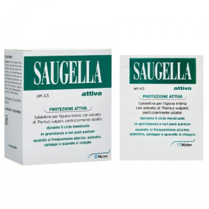 Salviettine Linea Attiva 10 pz | Con Detergente intimo | SAUGELLA Verde