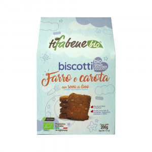 Biscotti Farro E Carota Con Semi di Lino 200g | Biscotti Bio senza zuccheri aggiunti | TIFABENE Bio