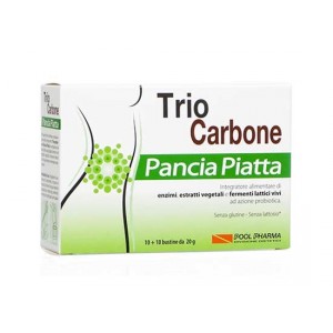 TRIO CARBONE PANCIA PIATTA 10 bustine enzimi + 10 bustine probiotici | POOL PHARMA