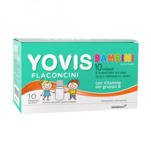 Yovis Bambini Fragola 10 flaconcini | Integratore fermenti lattici bimbi | YOVIS