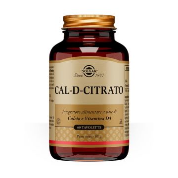 CAL-D-CITRATO 60 tavolette | Integratore di calcio e vitamina D3 | SOLGAR