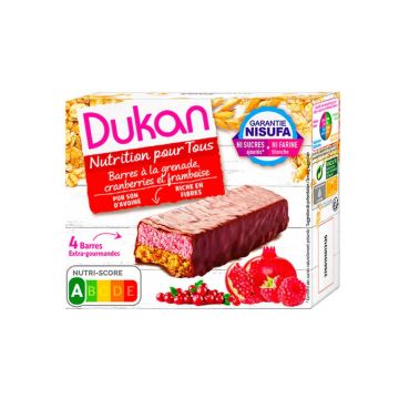 Barrette Crusca di Avena - Gourmet 4x30g | Gusto fragola e frutti rossi | DIETA DUKAN