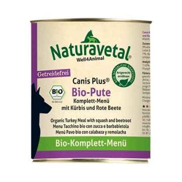Menu Bio - Pute 800g | Tacchino, zucca e barbabietola | NATURAVETAL - Canis Plus