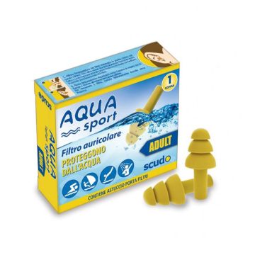 AQUASPORT ADULTI 1 coppia | Filtri auricolari lavabili per piscina | SCUDO
