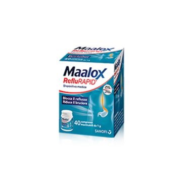REFLURAPID 40 Compresse Masticabili da 1 g | Dispositivo medico contro il reflusso | MAALOX