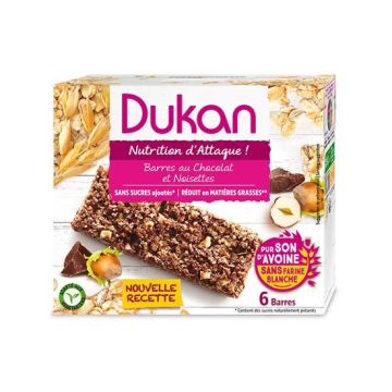 Barrette Crusca di Avena  6x25g | Gusto nocciola e cioccolato | DIETA DUKAN