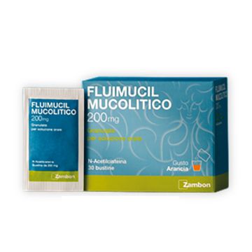 FLUIMUCIL Mucolitico 30 Bustine 200 mg | Granulato per soluzione orale Arancia FLUIMUCIL Mucolitico 30 Bustine 200 mg | Granulato per soluzione orale Arancia