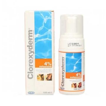 ICF 4% SOLUZIONE 100 ml | Disinfettante Reidratante con Clorexidina per Cani e Gatti | CLOREXYDERM