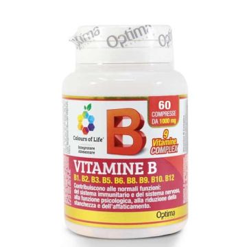 Vitamina B 60 cpr | Integratore contro la stanchezza | OPTIMA NATURALS Colours of Life Vitamina B 60 cpr | Integratore contro la stanchezza | OPTIMA NATURALS Colours of Life