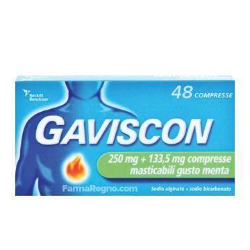 GAVISCON 250 mg + 133,5 mg | 48 Compresse Masticabili Menta GAVISCON 250 mg + 133,5 mg | 48 Compresse Masticabili Menta