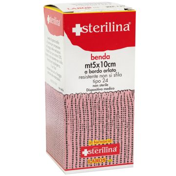 BENDA ELASTICA MEDIA 5 mt x 10 cm | Puro cotone e bordo orlato resistente | STERILINA