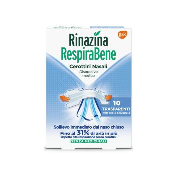 RespiraBene | 10 Cerottini nasali Trasparenti per pelli sensibili | RINAZINA RespiraBene | 10 Cerottini nasali Trasparenti per pelli sensibili | RINAZINA