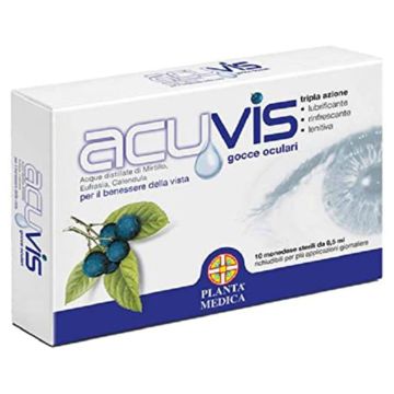 Acuvis gocce oculari 10 flaconcini  0,5 ml | Collirio per occhi stanchi e arrossati | PLANTA MEDICA
