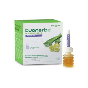 Buonerbe Microclismi Adulti 6 pezzi | Rimedio stitichezza occasionale |BIOS LINE