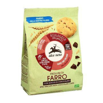 Frollini farro e gocce di cioccolato 300 g | Biscotti biologici con farro italiano | ALCE NERO